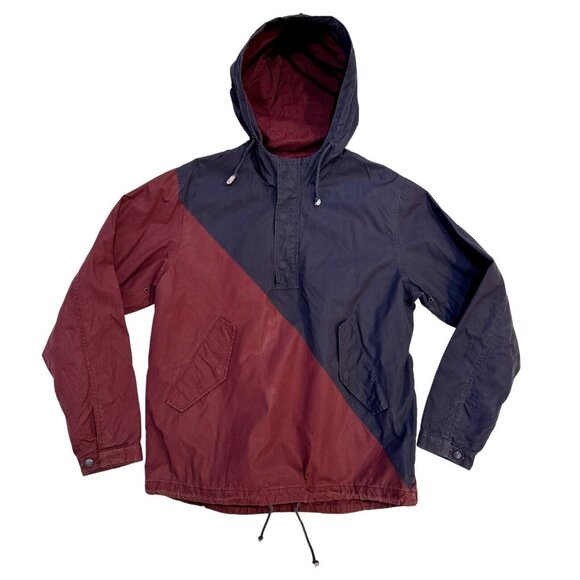 Supreme Wind Two Tone Jacket Burgundy Blue Size L Hoodie Cotton - Picture 1 of 10